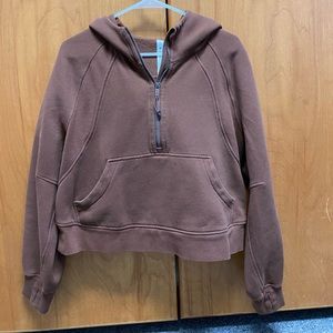 Roasted brown Scuba half zip hoodie